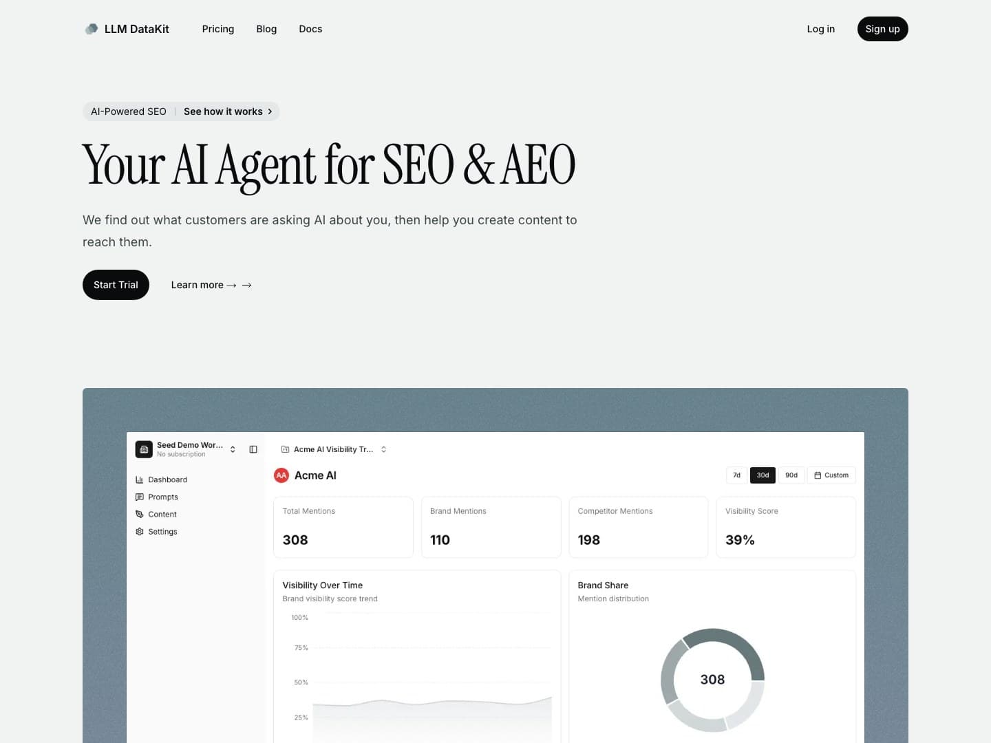 Screenshot of the LLM Data Kit landing page